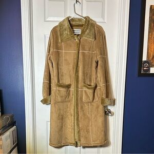 Vintage Fitz-Wright Full Length Suede Jacket With Faux Fur Lining.